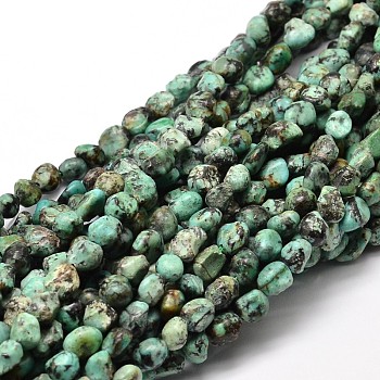 Natural African Turquoise(Jasper) Nuggets Beads Strands, Tumbled Stone, 5~10x6~7x3~7mm, hole: 1mm, about 14.9 inch~15.7 inch