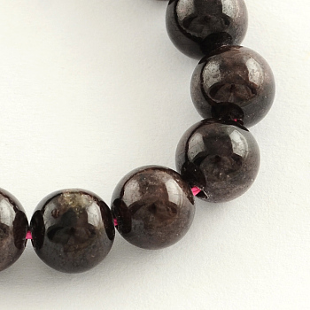 Natural Garnet Gemstone Bead Strands, Round, 9~10mm, Hole: 1mm, about 38pcs/strand, 14.9 inch