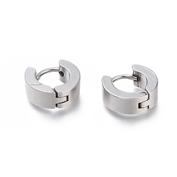 304 Stainless Steel Huggie Hoop Earrings, Hypoallergenic Earrings, Thick Hoop Earrings, Ring Shape, Stainless Steel Color, 10.5x11x4mm, Pin: 1mm