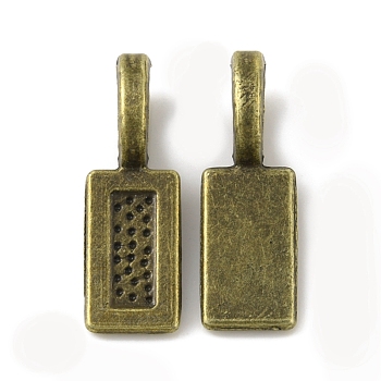 Alloy Glue-on Flat Pad Bails, Rectangle Pendant Bails, Antique Bronze, 20.5x7x1~6mm, Hole: 6x4mm