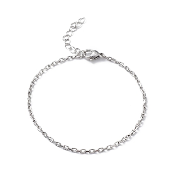 304 Stainless Steel Cable Chain Bracelet for Men Women, Stainless Steel Color, 6-3/4 inch(17.2cm)