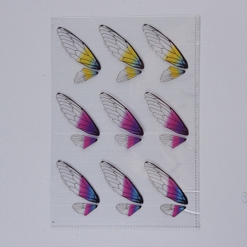 Wing Flaps Filler Stickers(No Adhesive on the back), for UV Resin, Epoxy Resin Jewelry Craft Making, Butterfly Pattern, 150x103x0.1mm