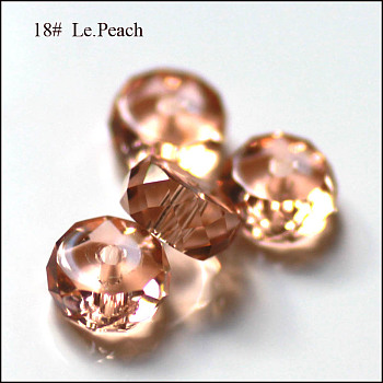 Imitation Austrian Crystal Beads, Grade AAA, Faceted, Flat Round, PeachPuff, 8x3.5mm, Hole: 0.9~1mm