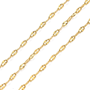 304 Stainless Steel Link Chains, Soldered, with Spool, Real 18K Gold Plated, 4x1.5x0.5mm, 10m/roll