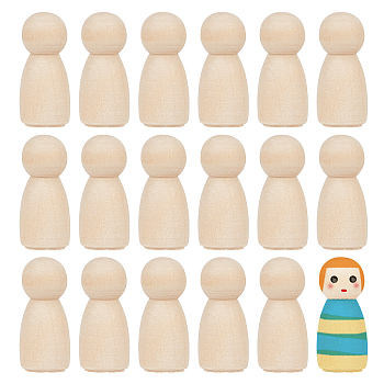 20Pcs DIY Painted Wood Puppet Dolls, Children Toys for Arts/Home Display Decorations, Bisque, 33.5x15mm, 20pcs/bag
