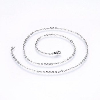 304 Stainless Steel Cable Chains Necklaces, with Lobster Claw Clasps, Stainless Steel Color, 17.7 inch(45cm), 2.3mm