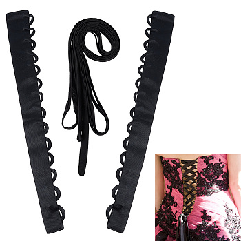 Women's Wedding Dress Zipper Replacement, Adjustable Fit Satin Corset Back Kit, Lace-up Formal Prom Dress, Black, 485~4080x17~61x1mm