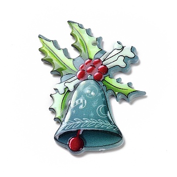 Printed  Acrylic Pendants, for Christmas, Christmas Bell Pattern, 45x32x2mm, Hole: 1.8mm