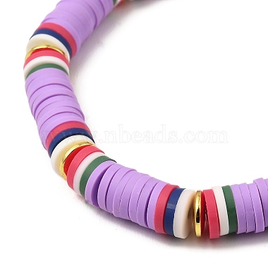 5pcs 5 ensemble de bracelets extensibles de surfeur heishi en argile polymère de couleur(BJEW-JB09862)-4