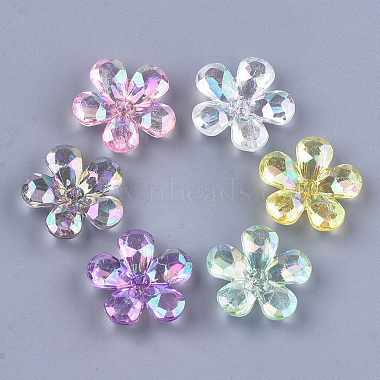 23mm Mixed Color Flower Acrylic Bead Caps
