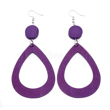 Purple Wood Earrings