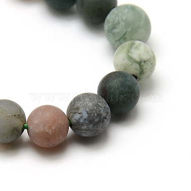 Frosted Natural Indian Agate Round Bead Strands(G-M063-8mm-01)-2