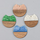 Opaque Resin & Walnut Wood Pendants(RESI-S389-001A-C)-1
