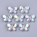 Transparent Acrylic Beads, AB Color, Butterfly, Clear AB, 12.5x17x4mm, Hole: 2mm(PACR-N010-016)