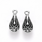 Tibetan Style Alloy Charms, Teardrop, Cadmium Free & Lead Free, Antique Silver, 14x6.5x2.5mm, Hole: 1mm(X-TIBE-S320-176AS-LF)