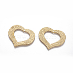 PVD Vacuum Plating 304 Stainless Steel Textured Pendants, Long-Lasting Plated, Heart, Golden, 37.5x33x1mm, Hole: 1.2mm(STAS-I105-18G)