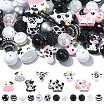 Cow Themed Silicone and  Acrylic and Resin Beads Sets, Mixed Color, 20~33x18~38mm, Hole: 2~3mm(DIY-CJ0002-44)