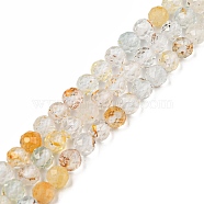 Natural Topaz Beads Strands, Faceted, Round, Grade AB, Gold, 4mm, Hole: 0.3mm, about 97pcs/strand, 15.55 inch(39.5cm)(G-C080-A01-02)