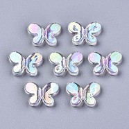 Transparent Acrylic Beads, AB Color, Butterfly, Clear AB, 12.5x17x4mm, Hole: 2mm(PACR-N010-016)