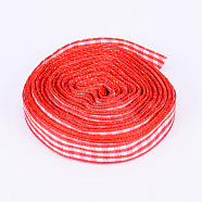 Polyester Ribbon, Tartan Ribbon, Red, 3/8 inch(10mm), about 10.94 Yards(10m)/Roll(OCOR-TAC0001-06G)