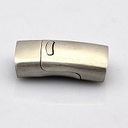 Rectangle 304 Stainless Steel Matte Magnetic Necklace Clasps, with Glue-in Ends, Stainless Steel Color, 24x12.5x7.5mm, Hole: 5x10mm(STAS-N014-32)