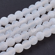 Natural Crackle Agate Beads Strands, Dyed, Round, Grade A, White, 8mm, Hole: 1mm, about 50pcs/strand, 14 inch(G-G055-8mm-5)