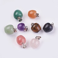 Natural & Synthetic Mixed Stone Charms, with Brass Findings, Apple, 11~13x8~10.5mm, Hole: 4x4mm(G-I201-H)