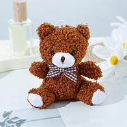 Cute Plush PP Cotton Bear Doll Pendant Decorations, with Alloy Findings, for Keychain Bag Hanging Decoration, Sienna, 10cm(PW-WG35616-05)