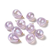 UV Plating Acrylic Pendants, with Light Gold Tone Brass Findings, Teardrop Charm, Lilac, 19.5x12mm, Hole: 1.6mm(FIND-I035-01A)