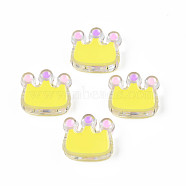 Transparent Acrylic Beads, with Enamel, Crown, Champagne Yellow, 22x25x8mm, Hole: 2.5mm(ACRC-S039-08C)