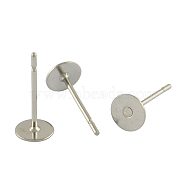 304 Stainless Steel Flat Round Blank Peg Stud Earring Findings, Stainless Steel Color, 12x5mm, Pin: 0.6mm(X-STAS-S028-24)
