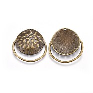 Alloy Pendants, Flat Round, Antique Bronze, Lead Free and Cadmium Free, 30.5x29x1mm, Hole: 1.5mm(X-EA11901Y-AB)