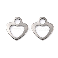 201 Stainless Steel Charms, Heart, Stainless Steel Color, 12x10.5x1mm, Hole: 2.4mm(STAS-K217-50A)