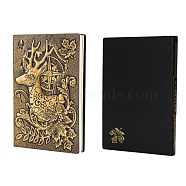 3D Embossed PU Leather Notebook, for School Office Supplies, A5 Christmas Reindeer Pattern European Style Journal, Antique Bronze, 213x145mm(OFST-PW0010-04B)