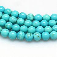 Natural Howlite Beads Strands, Dyed & Heated, Round, 10mm, Hole: 1mm, about 38~40pcs/strand, 16 inch(X-TURQ-G103-10mm-01)