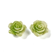 Synthetic Coral 3D Flower Rose Beads, Dyed, Dark Sea Green, 14x8mm, Hole: 1~1.4mm(CORA-A005-14mm-23)