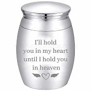 CREATCABIN Column Zinc Alloy Cremation Urn, with Velvet Packing Pouches & Polishing Cloth & Disposable Flatware Spoons, Heart, 1.59 inch(4.05cm), Capacity: 30ml(1.01fl. oz)(AJEW-CN0002-46A)