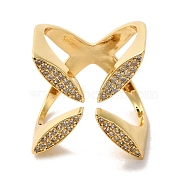 Brass Micro Pave Cubic Zirconia Rings, Real 18K Gold Plated, 22mm, Inner Diameter: 18mm(RJEW-R141-01G)
