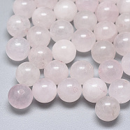 Natural Rose Quartz Beads, Half Drilled, Round, 8mm, Half Hole: 1.2mm(G-T122-25A-07)