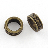 Tibetan Style Alloy Beads, Cadmium Free & Lead Free, Donut, Antique Bronze, 7.5x3mm, Hole: 5mm, about 2702pcs/1000g(TIBEP-R304-102AB-LF)