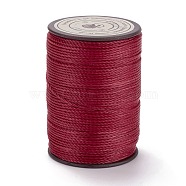 Round Waxed Polyester Thread String, Micro Macrame Cord, Twisted Cord, for Leather Sewing Stitching, FireBrick, 0.8mm, about 54.68 Yards(50m)/Roll(YC-D004-02E-050)