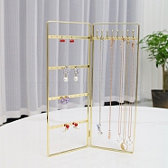 Foldable Iron Jewelry Display Rack, Jewelry Stand, For Hanging Necklaces Earrings Bracelets, Golden, 0.5x20x28cm(PW-WG64179-01)