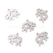 201 Stainless Steel Pendants, Elephant with Heart, Stainless Steel Color, 14.5x16x1mm, Hole: 1.4mm(STAS-K003-04P)