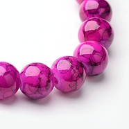 Spray Painted Glass Bead Strands, Round, Deep Pink, 8mm, Hole: 1.3~1.6mm, about 100pcs/strand, 31.4 inch(X-GLAD-S075-8mm-37)