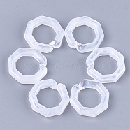 Acrylic Linking Rings, Quick Link Connectors, For Jewelry Chains Making, Imitation Gemstone Style, Octagon, White & Clear, 25.5x25.5x5.5mm, Hole: 16x16mm, about: 250pcs/500g(OACR-S021-26H)