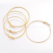 Iron Jewelry Hoop Earrings, Golden, 18 Gauge, 49x1mm, Pin: 1mm(IFIN-C045-49x1-G)