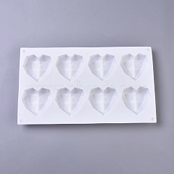 DIY Food Grade Silicone Molds, Fondant Molds, For DIY Cake Decoration, Chocolate, Candy, UV Resin & Epoxy Resin Jewelry Making, Heart, White, 170x293x22mm, Heart: 56x65mm(X-AJEW-D040-12)