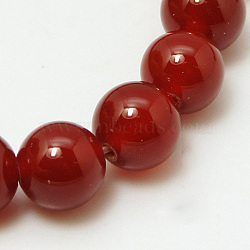 Natural Carnelian Beads Strands, Dyed, Grade A, Dark Red, Round, 8mm, Hole: 1mm, about 48pcs/strand 15 inch(X-G-G338-8mm-02)