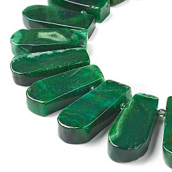 Teardrop Natural Dyed Agate Beads Strands, Top Drilled Beads, Green, 25~50x11~16x6~8mm, Hole: 2.5mm, about 32~35pcs/strand, 15.7 inch(G-L456-02E)