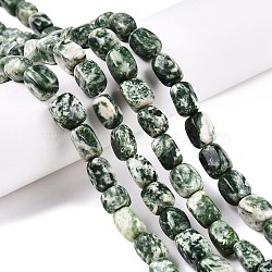 Natural Green Spot Jasper Beads Strands, Cuboid, 10~13x7.5~10x7.5~8mm, Hole: 1.2mm, about 31~33pcs/strand, 15.55~16''(39.5~40cm)(G-T138-96)